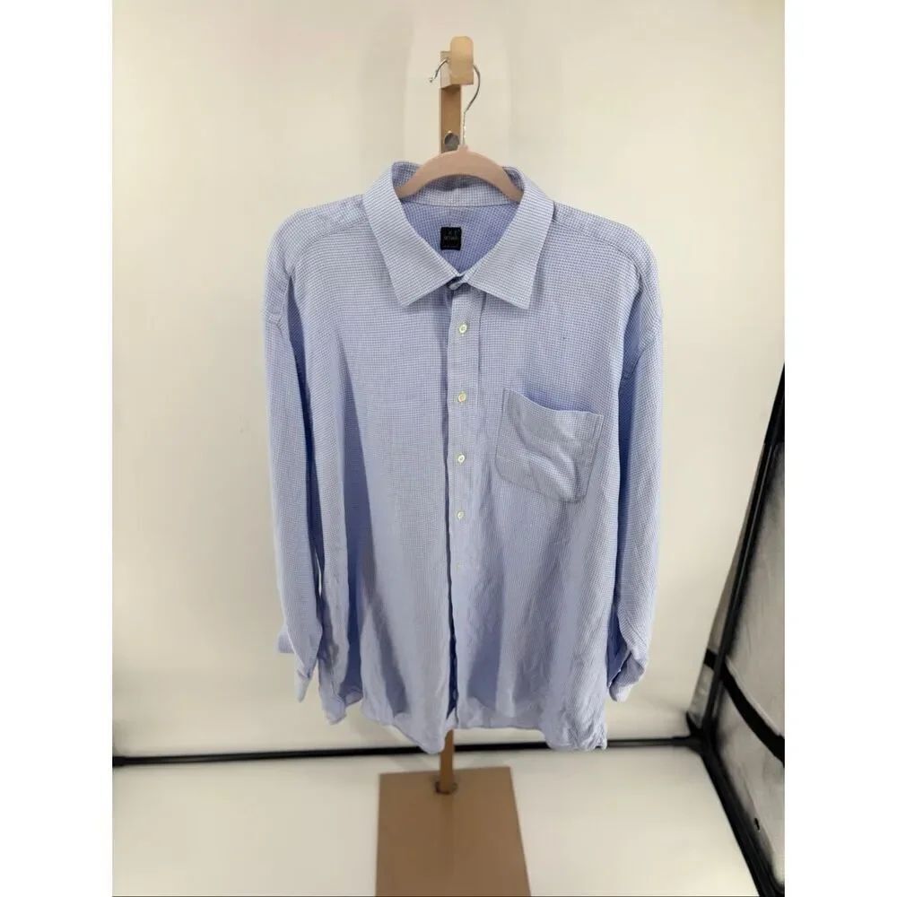 Ike Behar Blue Button Down Dress Shirt Size 17.5/33